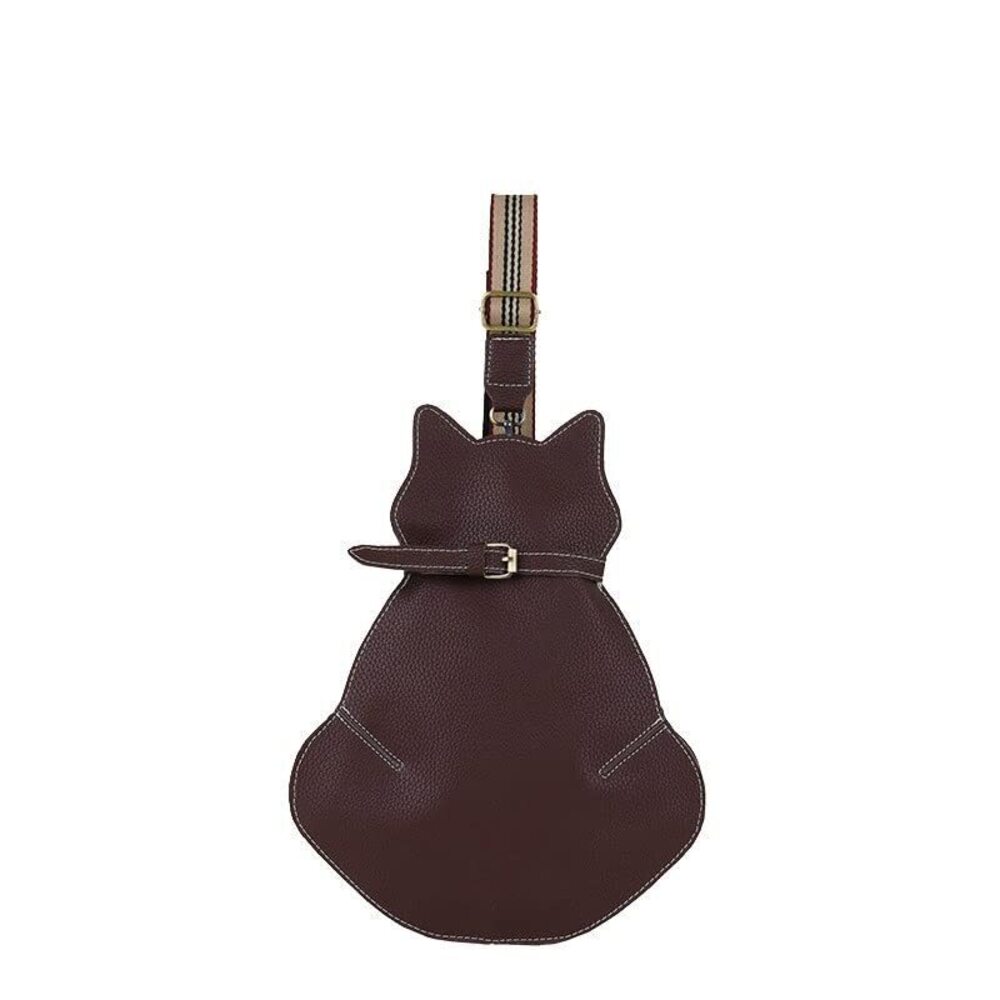 2032 Novely Cat Shaped Sling Handbags Faux Leather Cross Chest Shoulder Bag